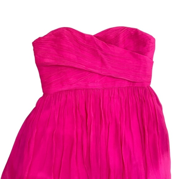 NWT J Crew hot fuchsia pink 100% silk lined strapless mini dress full skirt 16 - Picture 6 of 12